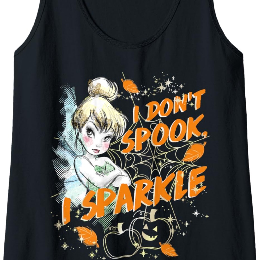 Black Halloween Tank Top With Tinkerbell Design